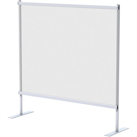 GLOBAL INDUSTRIAL 5'W x 5'H Floor Supported Portable Personal Safety Partition, Clear 989059